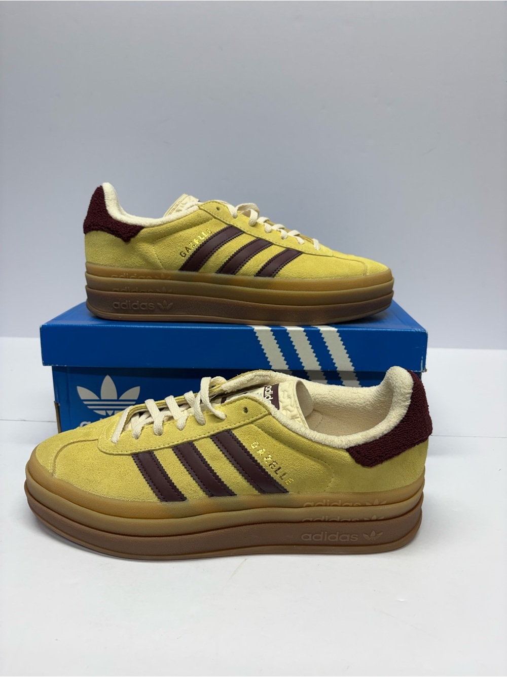 adidas Gazelle Platform Sneakers in Yellow and Brown